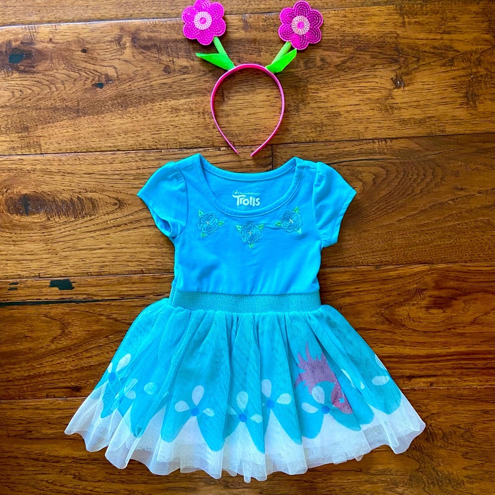 Poppy Trolls Costume Tutu Dress 2T w/ headband